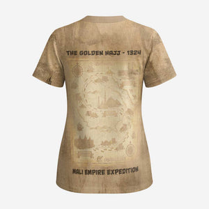 Mansa Musa Scrub Top Sepia Map Historic Pilgrimage Empire Expedition 1324 African Royalty Legacy - African Pride