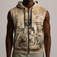 Mansa Musa Sleeveless Zip Hoodie Sepia Map Historic Pilgrimage Empire Expedition 1324 African Royalty Legacy - African Pride