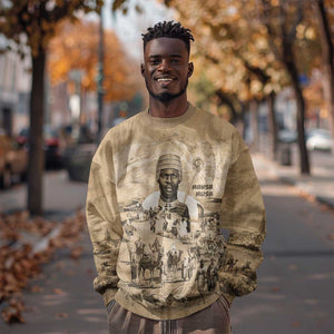 Mansa Musa Sweatshirt Sepia Map Historic Pilgrimage Empire Expedition 1324 African Royalty Legacy - African Pride