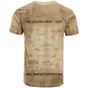 Mansa Musa T shirt Sepia Map Historic Pilgrimage Empire Expedition 1324 African Royalty Legacy - African Pride