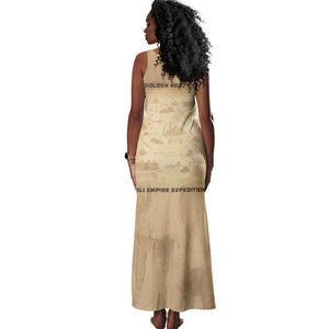 Mansa Musa Tank Maxi Dress Sepia Map Historic Pilgrimage Empire Expedition 1324 African Royalty Legacy - African Pride