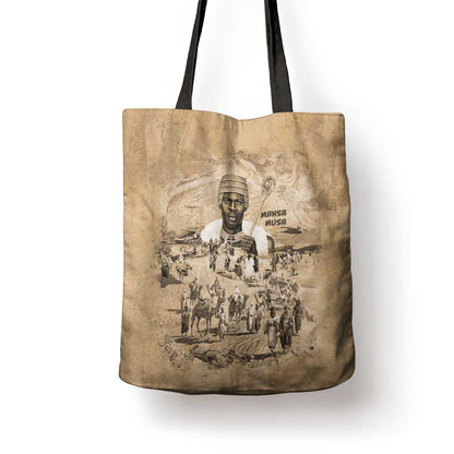 Mansa Musa Tote Bag Sepia Map Historic Pilgrimage Empire Expedition 1324 African Royalty Legacy - African Pride