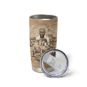 Mansa Musa Tumbler Cup Sepia Map Historic Pilgrimage Empire Expedition 1324 African Royalty Legacy - African Pride