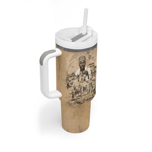 Mansa Musa Tumbler With Handle Sepia Map Historic Pilgrimage Empire Expedition 1324 African Royalty Legacy - African Pride