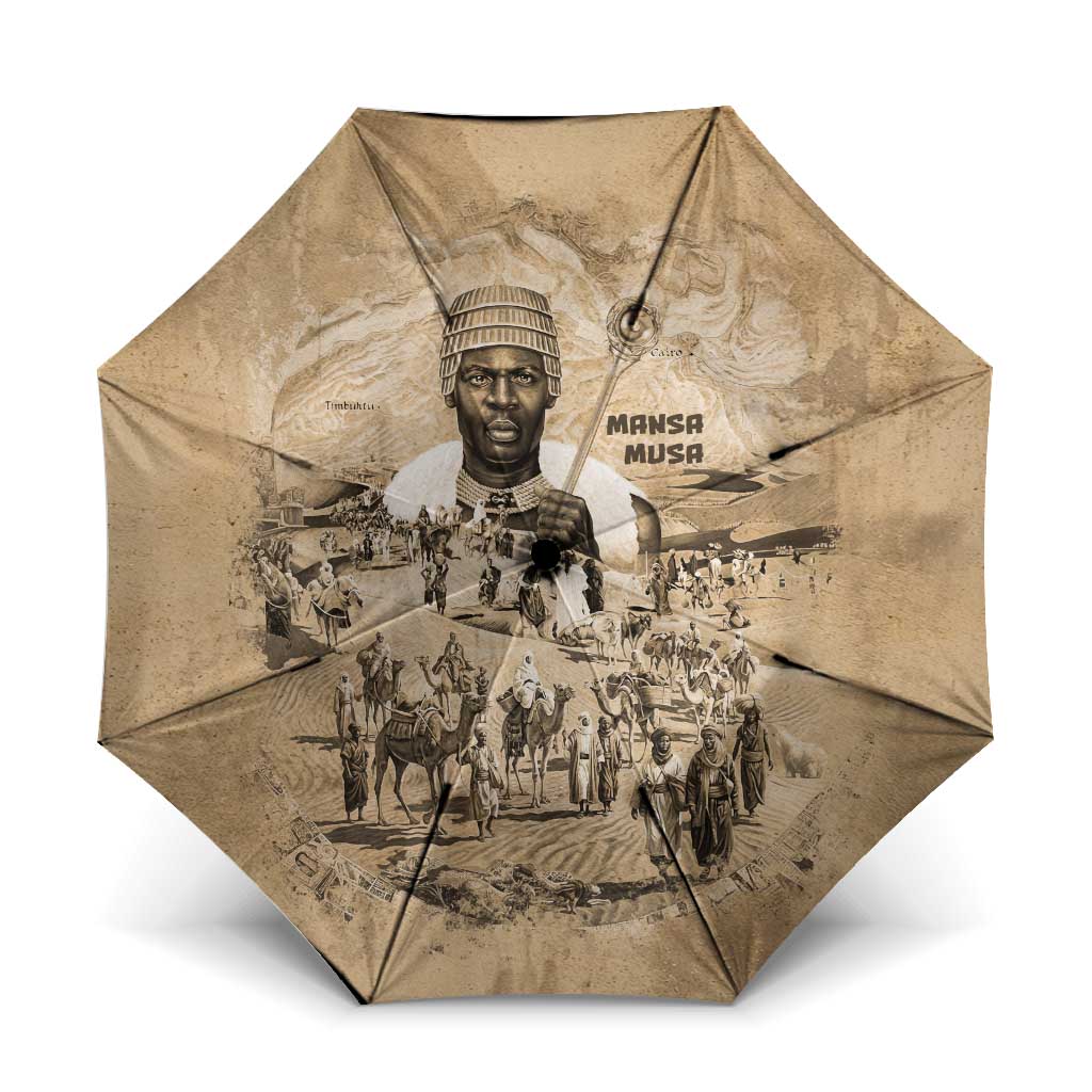 Mansa Musa Umbrella Sepia Map Historic Pilgrimage Empire Expedition 1324 African Royalty Legacy - African Pride