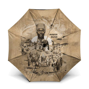 Mansa Musa Umbrella Sepia Map Historic Pilgrimage Empire Expedition 1324 African Royalty Legacy - African Pride