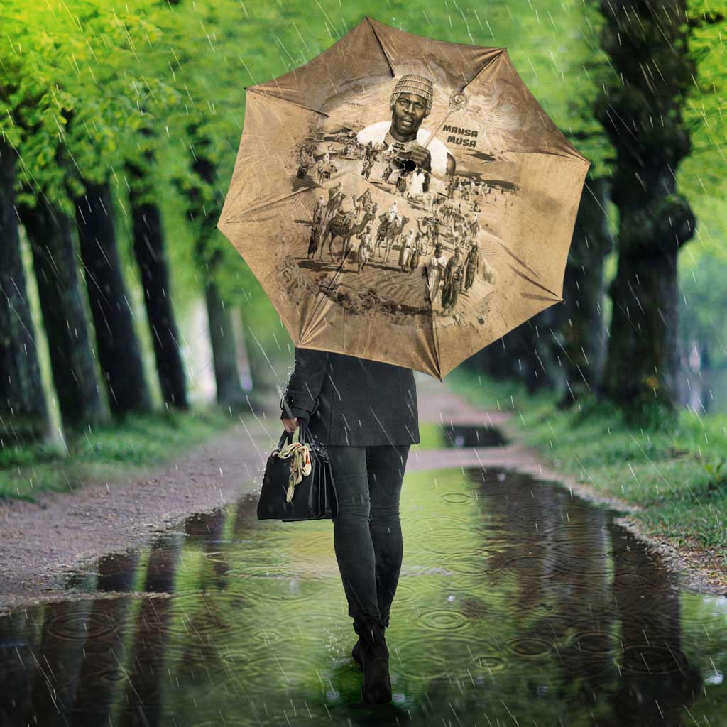Mansa Musa Umbrella Sepia Map Historic Pilgrimage Empire Expedition 1324 African Royalty Legacy - African Pride