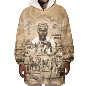 Mansa Musa Wearable Blanket Hoodie Sepia Map Historic Pilgrimage Empire Expedition 1324 African Royalty Legacy - African Pride
