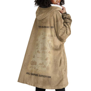 Mansa Musa Wearable Blanket Hoodie Sepia Map Historic Pilgrimage Empire Expedition 1324 African Royalty Legacy - African Pride