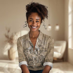 Mansa Musa Women Casual Shirt Sepia Map Historic Pilgrimage Empire Expedition 1324 African Royalty Legacy - African Pride