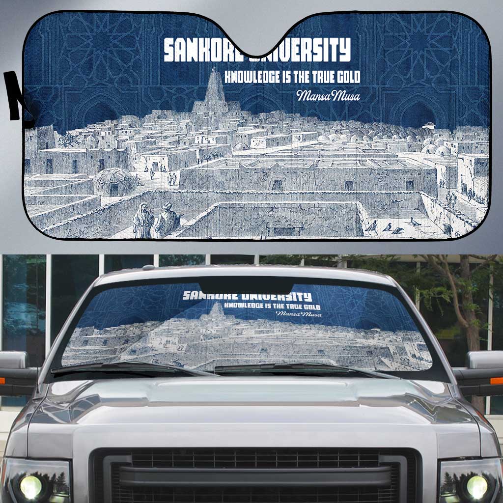 Mansa Musa Sankore University Auto Sun Shade Knowledge is the True Gold - African Scholarly Legacy - African Pride