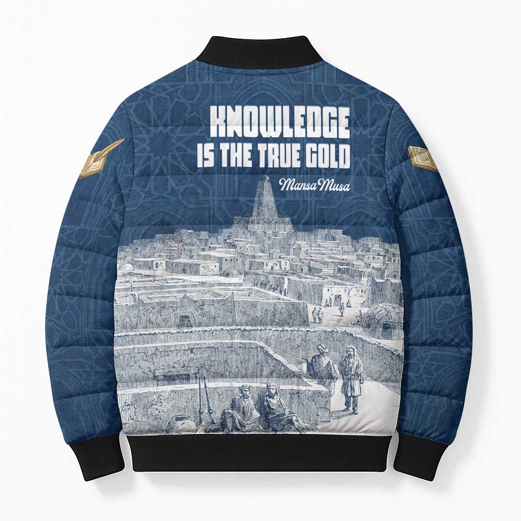 Mansa Musa Sankore University Bomber Puffer Jacket Knowledge is the True Gold - African Scholarly Legacy - African Pride