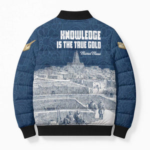 Mansa Musa Sankore University Bomber Puffer Jacket Knowledge is the True Gold - African Scholarly Legacy - African Pride