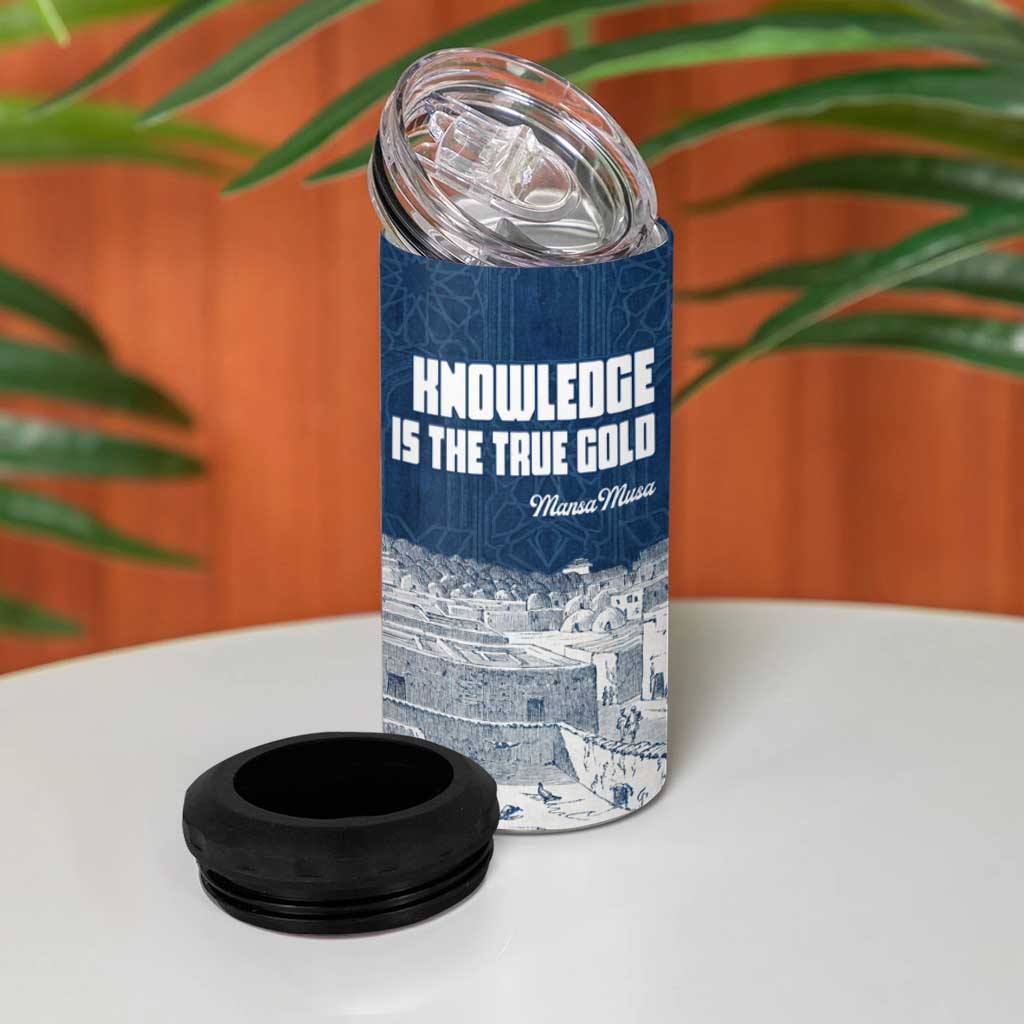 Mansa Musa Sankore University 4 in 1 Can Cooler Tumbler Knowledge is the True Gold - African Scholarly Legacy - African Pride