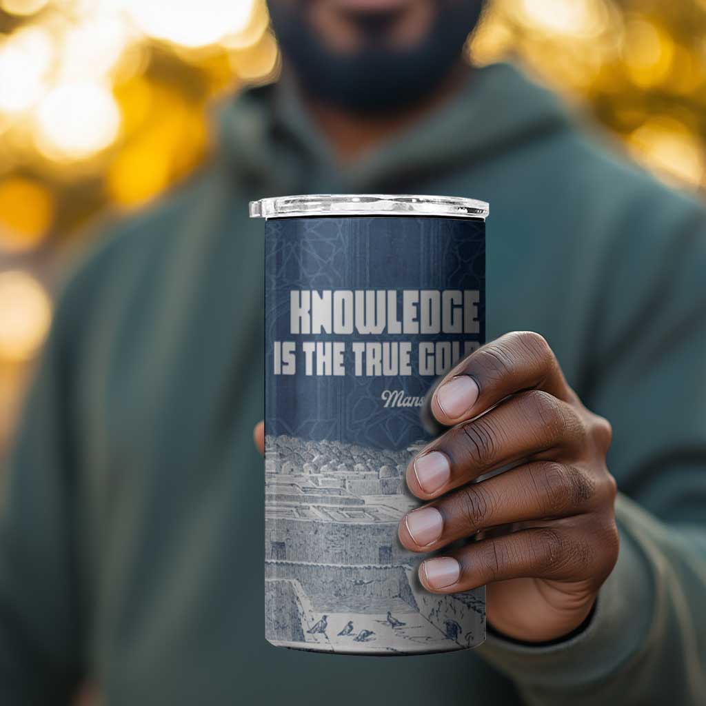 Mansa Musa Sankore University 4 in 1 Can Cooler Tumbler Knowledge is the True Gold - African Scholarly Legacy - African Pride