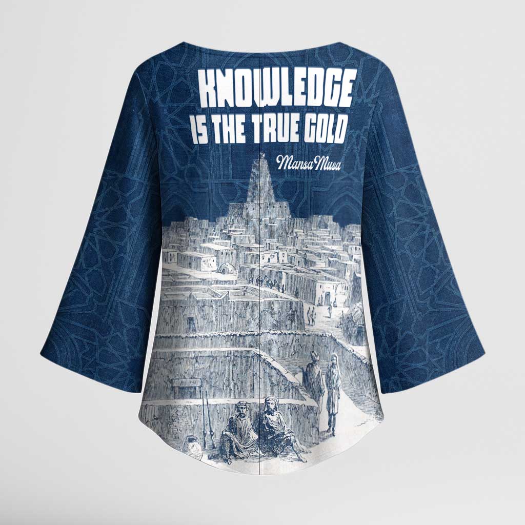 Mansa Musa Sankore University Kimono Sleeve Blouse Knowledge is the True Gold - African Scholarly Legacy - African Pride