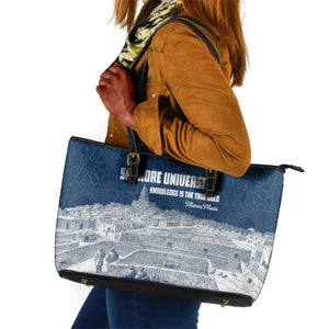 Mansa Musa Sankore University Leather Tote Bag Knowledge is the True Gold - African Scholarly Legacy - African Pride