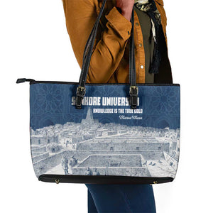 Mansa Musa Sankore University Leather Tote Bag Knowledge is the True Gold - African Scholarly Legacy - African Pride