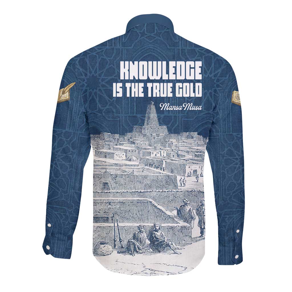 Mansa Musa Sankore University Long Sleeve Button Shirt Knowledge is the True Gold - African Scholarly Legacy - African Pride