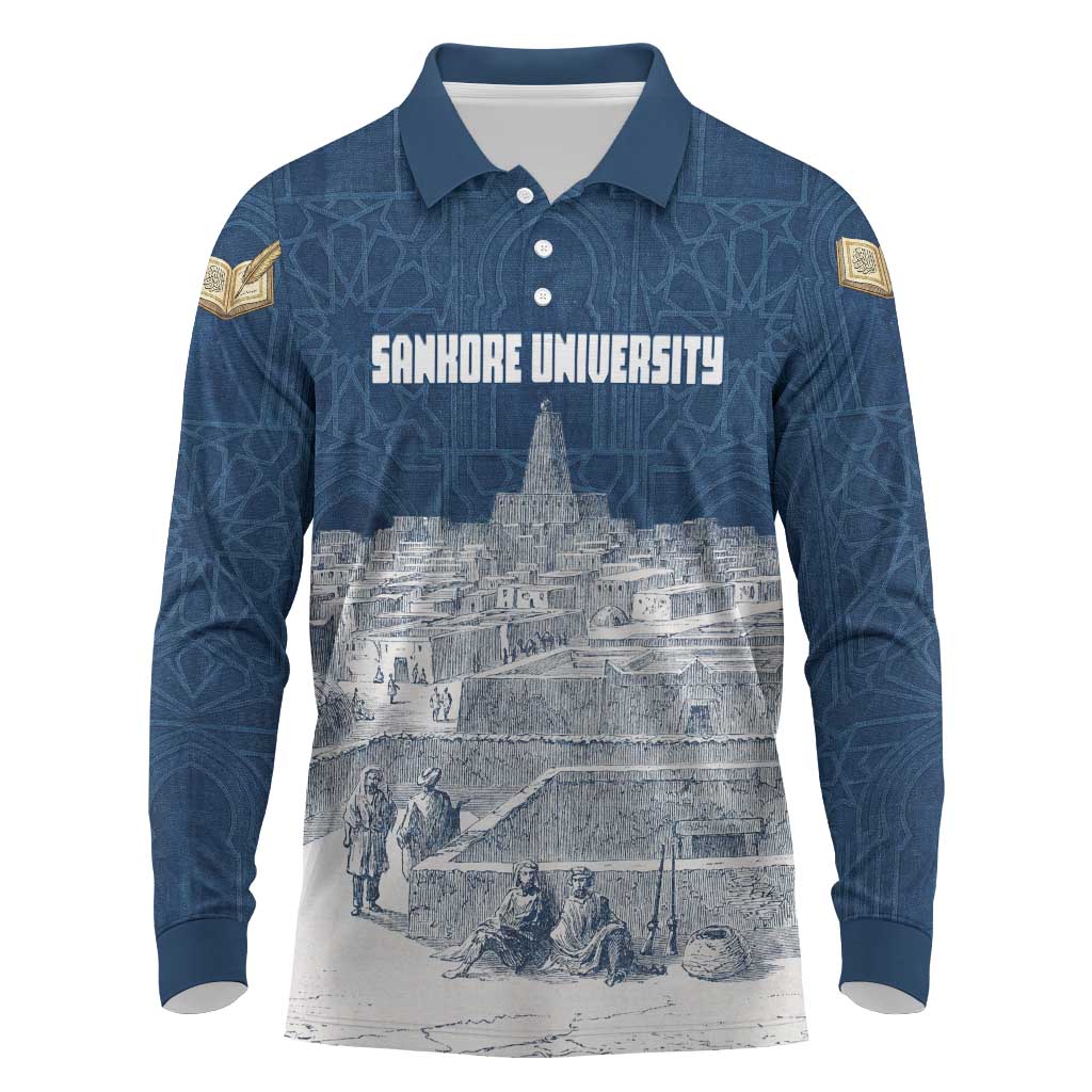 Mansa Musa Sankore University Long Sleeve Polo Shirt Knowledge is the True Gold - African Scholarly Legacy - African Pride