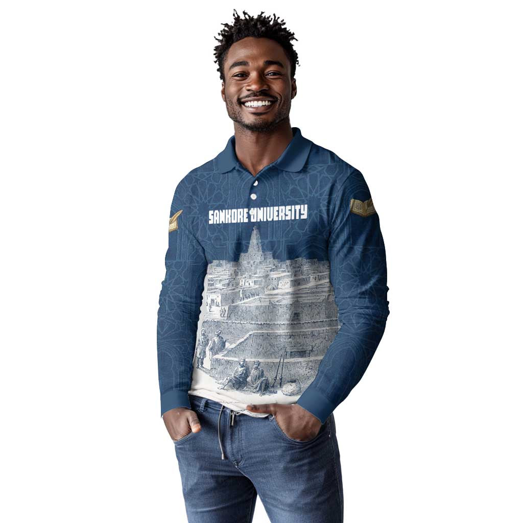 Mansa Musa Sankore University Long Sleeve Polo Shirt Knowledge is the True Gold - African Scholarly Legacy - African Pride