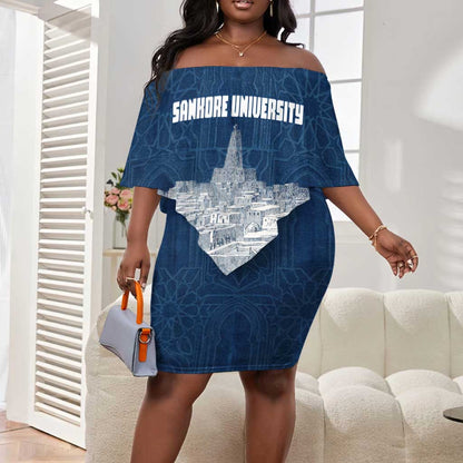 Mansa Musa Sankore University Off Shoulder Short Dress Knowledge is the True Gold - African Scholarly Legacy - African Pride