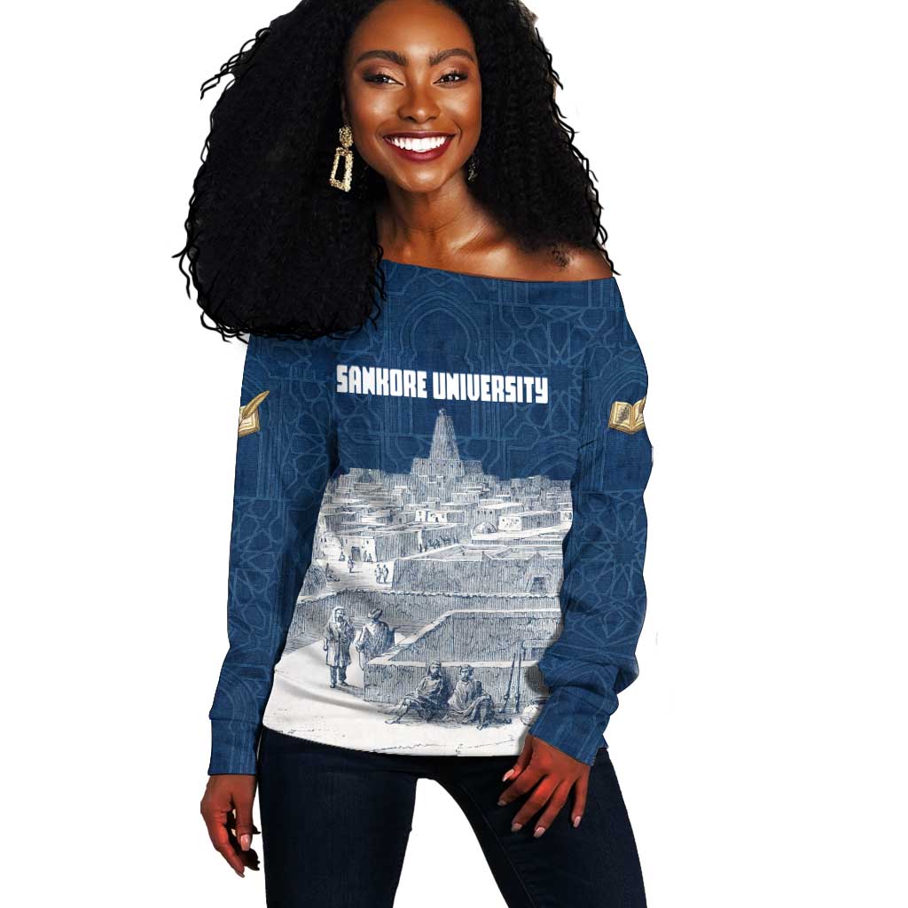 Mansa Musa Sankore University Off Shoulder Sweater Knowledge is the True Gold - African Scholarly Legacy - African Pride