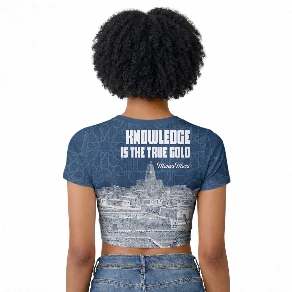 Mansa Musa Sankore University Raglan Cropped T shirt Knowledge is the True Gold - African Scholarly Legacy - African Pride
