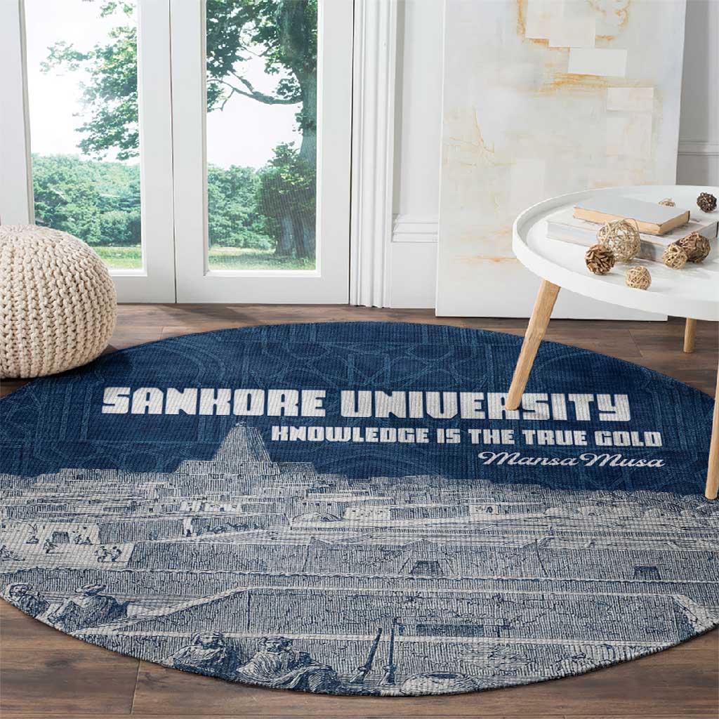Mansa Musa Sankore University Round Carpet Knowledge is the True Gold - African Scholarly Legacy - African Pride