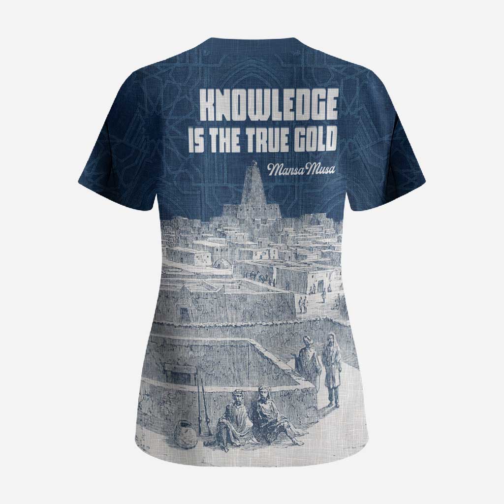 Mansa Musa Sankore University Scrub Top Knowledge is the True Gold - African Scholarly Legacy - African Pride