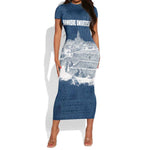 Mansa Musa Sankore University Short Sleeve Bodycon Dress Knowledge is the True Gold - African Scholarly Legacy - African Pride