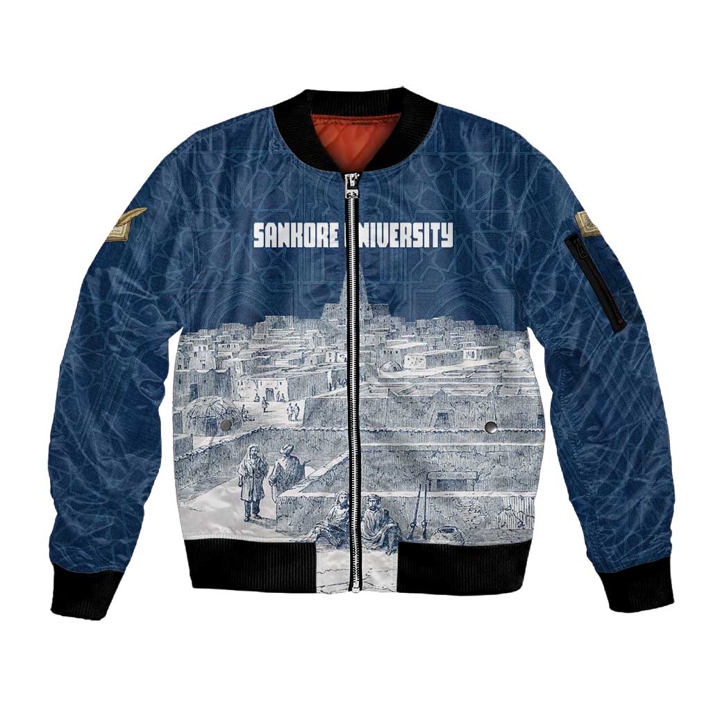 Mansa Musa Sankore University Sleeve Zip Bomber Jacket Knowledge is the True Gold - African Scholarly Legacy - African Pride