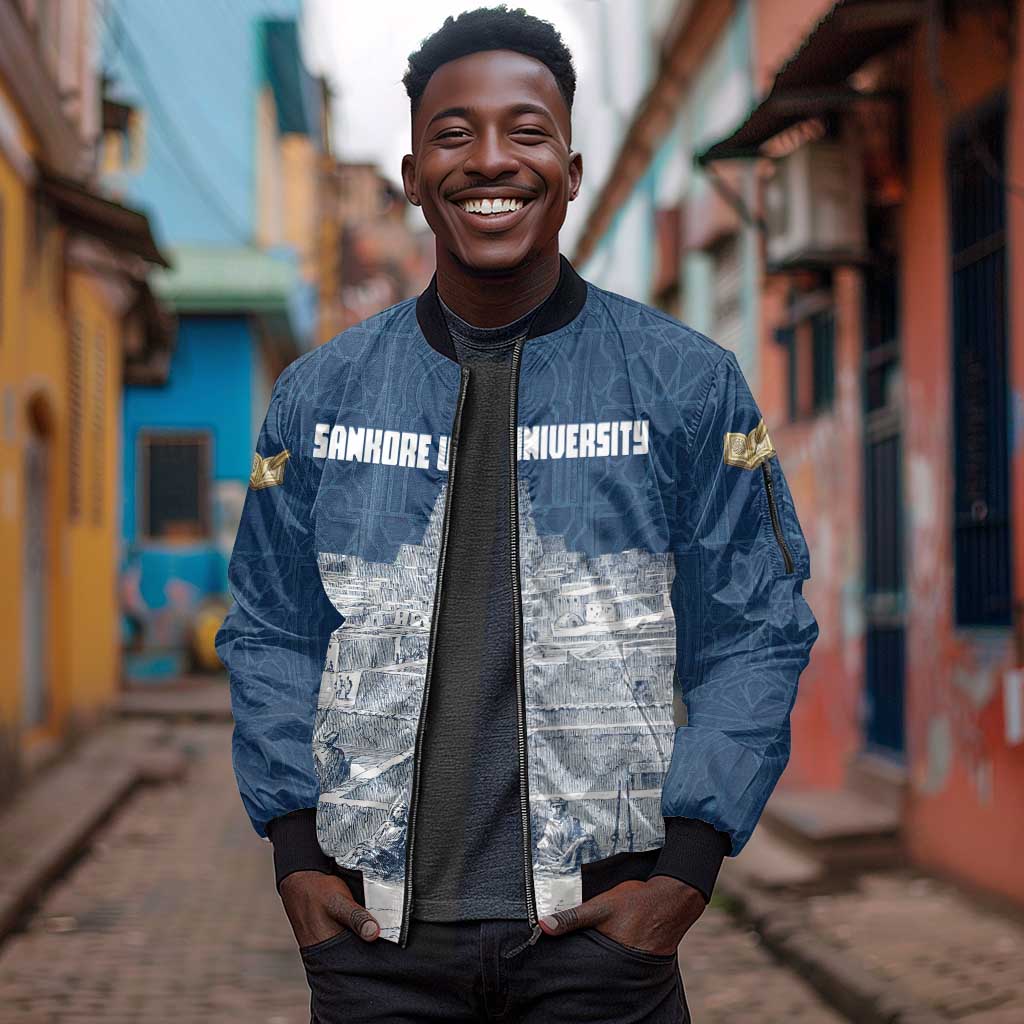 Mansa Musa Sankore University Sleeve Zip Bomber Jacket Knowledge is the True Gold - African Scholarly Legacy - African Pride