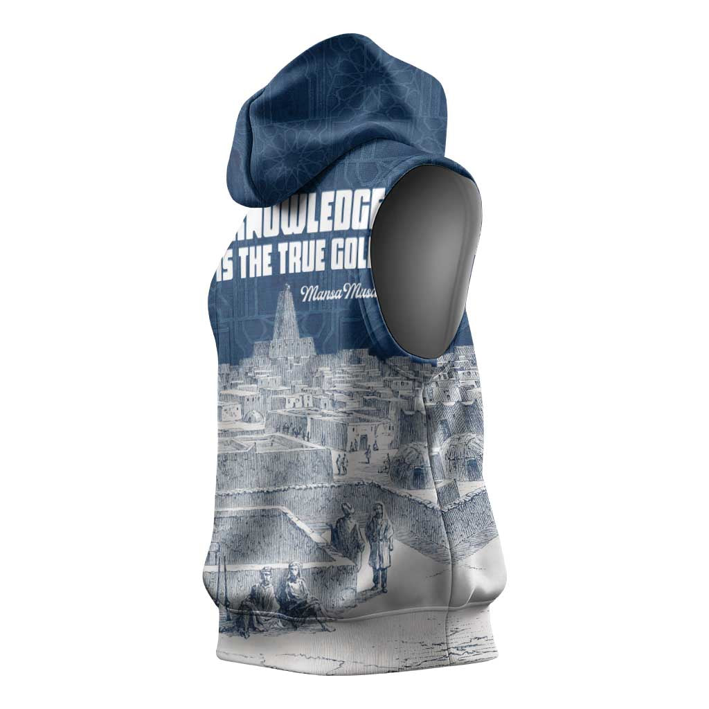 Mansa Musa Sankore University Sleeveless Hoodie Knowledge is the True Gold - African Scholarly Legacy - African Pride