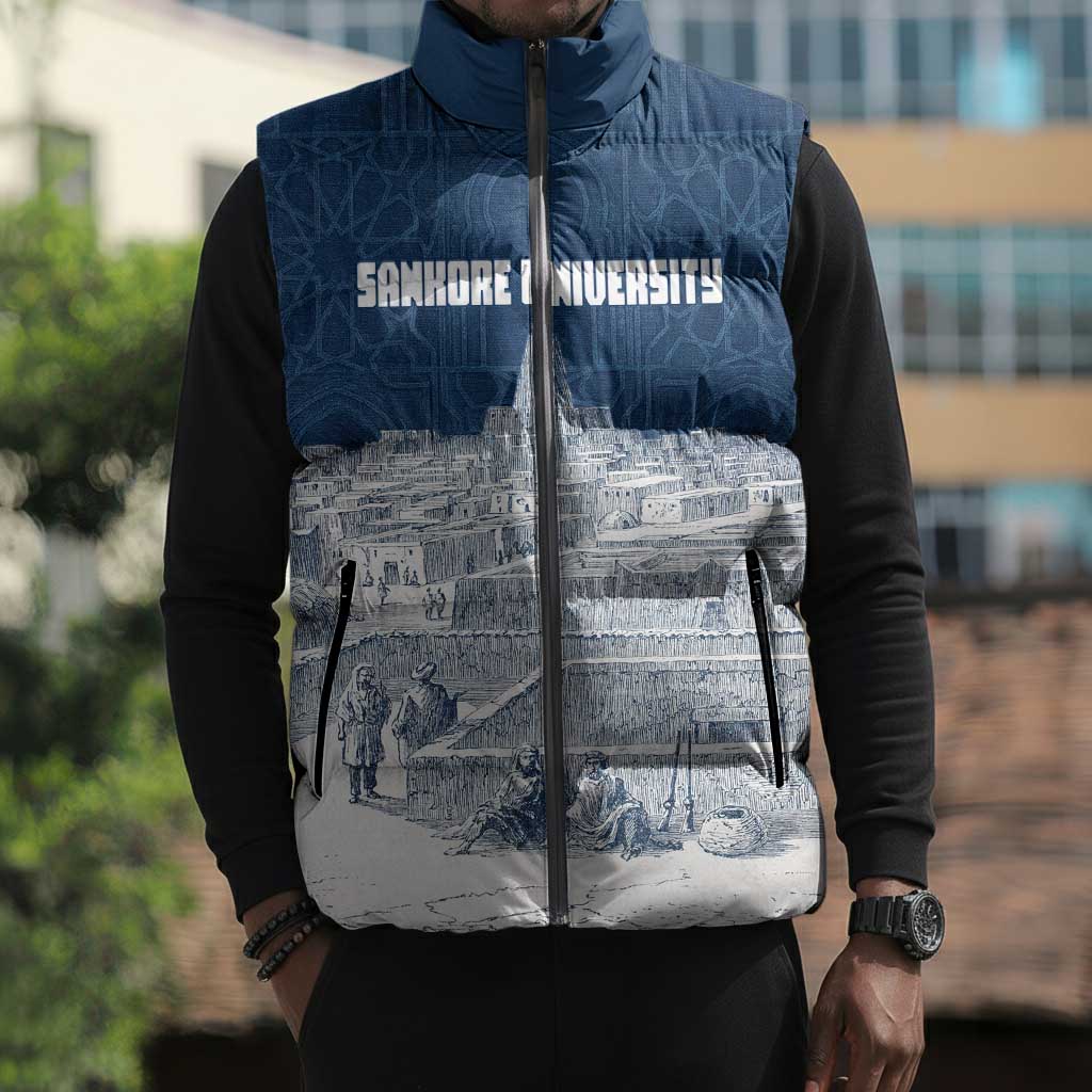 Mansa Musa Sankore University Sleeveless Puffer Jacket Knowledge is the True Gold - African Scholarly Legacy - African Pride