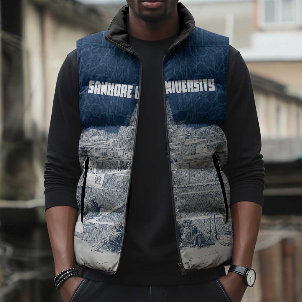 Mansa Musa Sankore University Sleeveless Puffer Jacket Knowledge is the True Gold - African Scholarly Legacy - African Pride