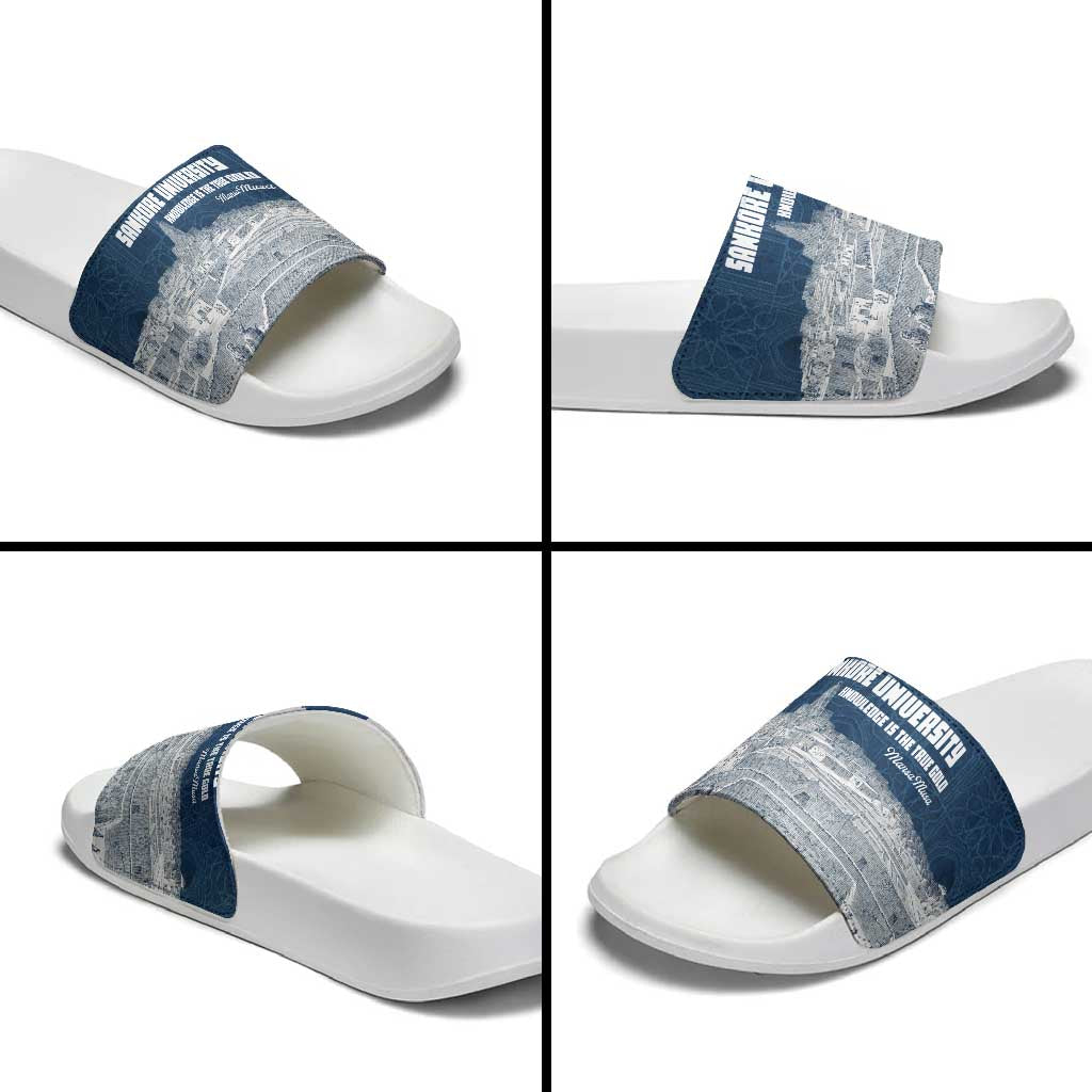 Mansa Musa Sankore University Slide Sandals Knowledge is the True Gold - African Scholarly Legacy - African Pride