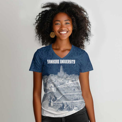 Mansa Musa Sankore University Women V-Neck T-Shirt Knowledge is the True Gold - African Scholarly Legacy - African Pride
