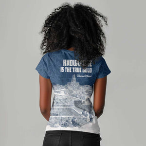 Mansa Musa Sankore University Women V-Neck T-Shirt Knowledge is the True Gold - African Scholarly Legacy - African Pride