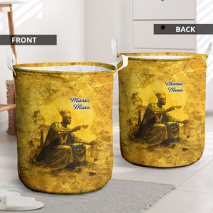 Mansa Musa Laundry Basket Golden Legacy Theme Ancient Map Regal Portrait of Mali Emperor Timbuktu - African Pride