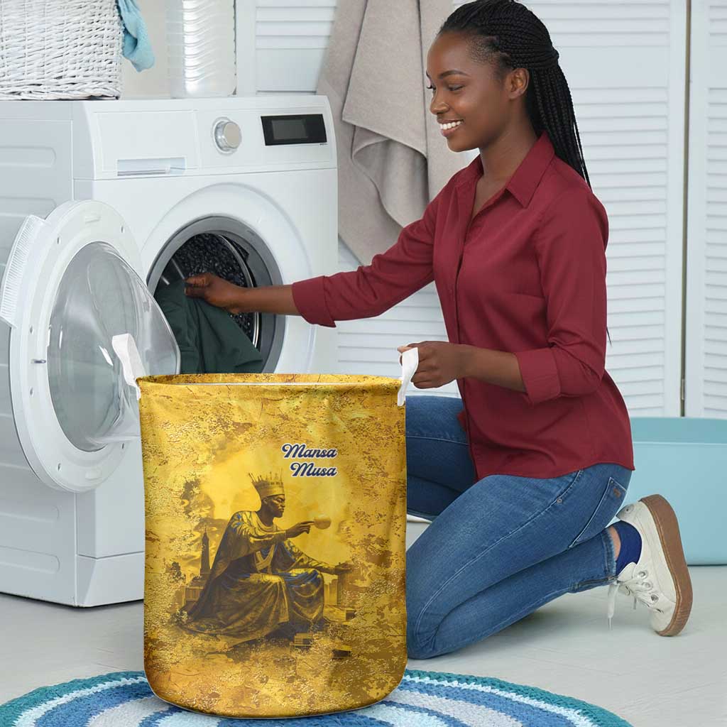 Mansa Musa Laundry Basket Golden Legacy Theme Ancient Map Regal Portrait of Mali Emperor Timbuktu - African Pride