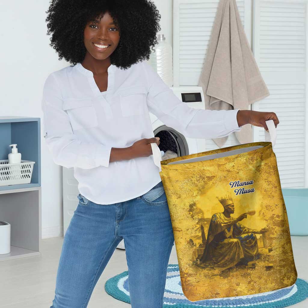 Mansa Musa Laundry Basket Golden Legacy Theme Ancient Map Regal Portrait of Mali Emperor Timbuktu - African Pride