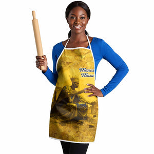 Mansa Musa Apron Golden Legacy Theme Ancient Map Regal Portrait of Mali Emperor Timbuktu - African Pride