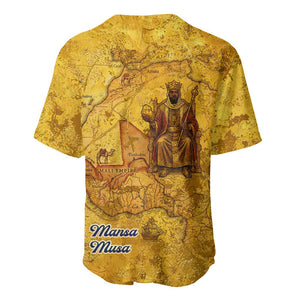 Mansa Musa Baseball Jersey Golden Legacy Theme Ancient Map Regal Portrait of Mali Emperor Timbuktu - African Pride