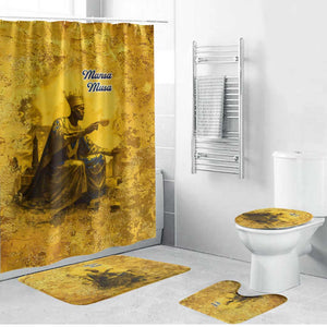 Mansa Musa Bathroom Set Golden Legacy Theme Ancient Map Regal Portrait of Mali Emperor Timbuktu - African Pride
