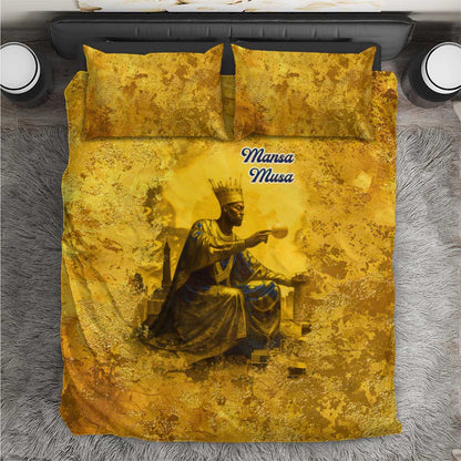 Mansa Musa Bedding Set Golden Legacy Theme Ancient Map Regal Portrait of Mali Emperor Timbuktu - African Pride