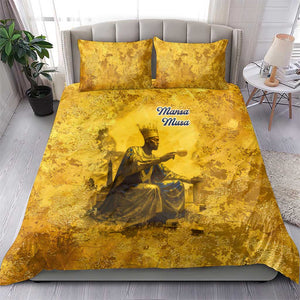 Mansa Musa Bedding Set Golden Legacy Theme Ancient Map Regal Portrait of Mali Emperor Timbuktu - African Pride