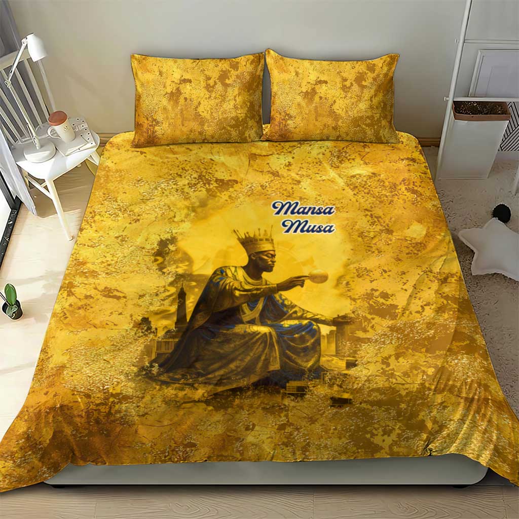 Mansa Musa Bedding Set Golden Legacy Theme Ancient Map Regal Portrait of Mali Emperor Timbuktu - African Pride
