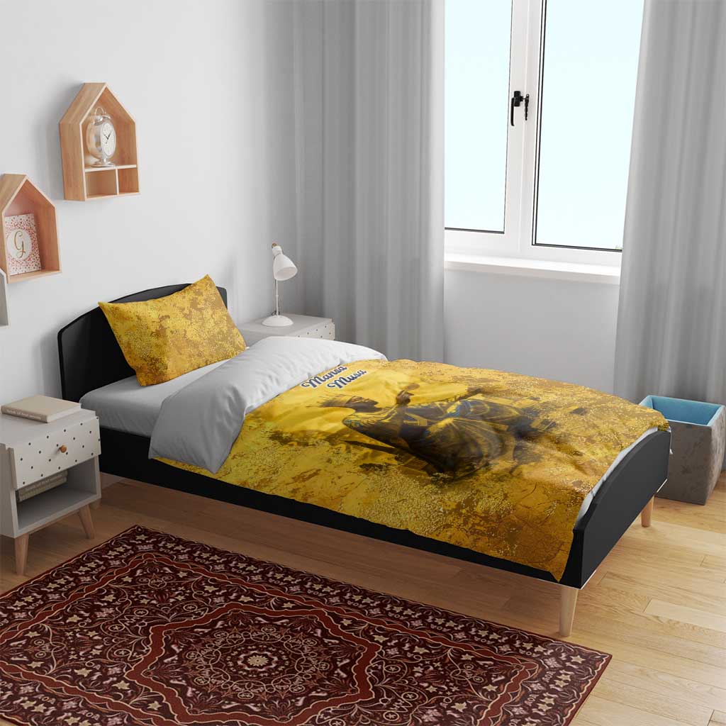 Mansa Musa Bedding Set Golden Legacy Theme Ancient Map Regal Portrait of Mali Emperor Timbuktu - African Pride