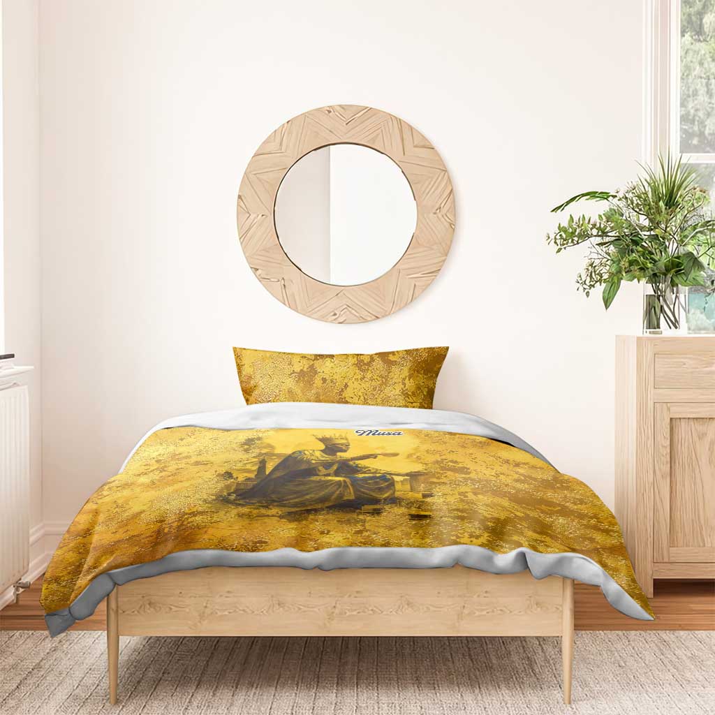 Mansa Musa Bedding Set Golden Legacy Theme Ancient Map Regal Portrait of Mali Emperor Timbuktu - African Pride
